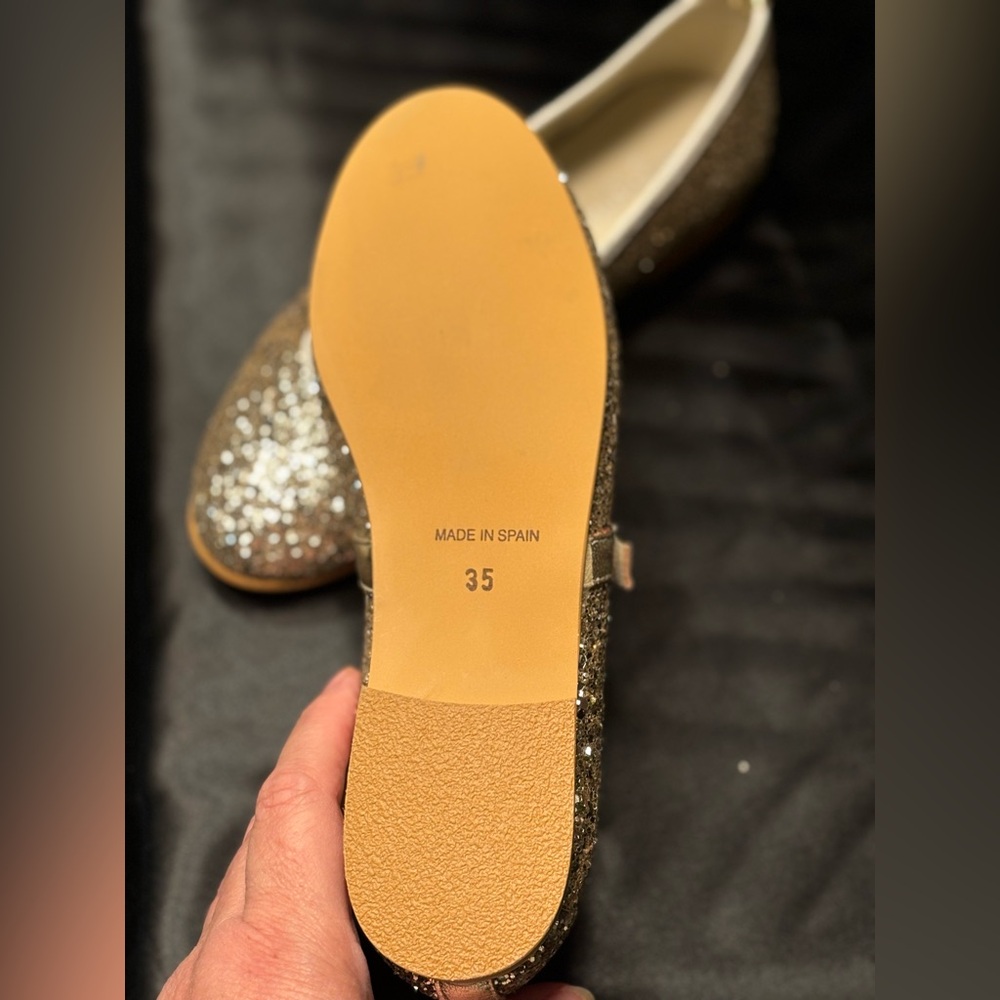 NEW Childrenchic Girls' Gold Glitter Mary Jane Flats - Picture 11 of 12